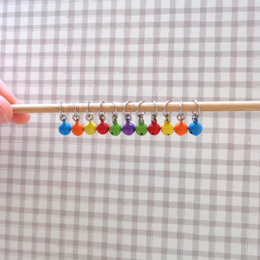 Tiny Bell Stitch Markers, Knitting Markers, Stitch Markers with bells,
